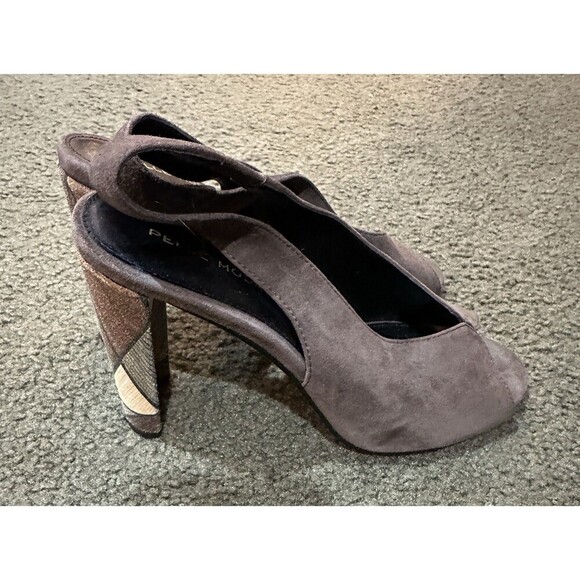 Pelle Moda Brown Suede‎ Open-Toe with Strap, 4.5 Inch Heels Size 8.5 Stiletto - Picture 6 of 9